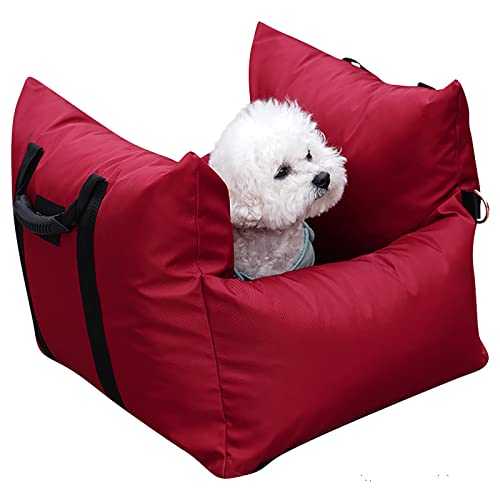 ALEjon Tragbarer roter Autositz für Hunde: Sicherer Reisetransporter für Haustiere mit Abnehmbarer, waschbarer Sitzerhöhung und leicht zu tragenden Griffen von ALEjon