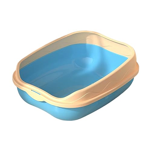 Blaue halbgeschlossene Katzentoilette: schmutzabweisend, spritzwassergeschützt und robust mit Streuschutz – große Katzentoilette von ALEjon