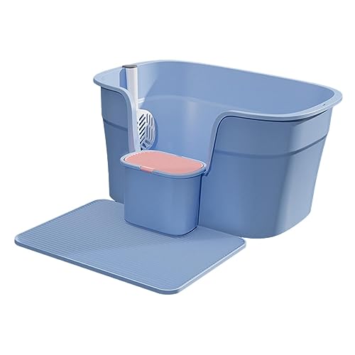 Blue Cat Kitten Toilet: Eine robuste, halbgeschlossene Bettpfanne mit Trittbrett für alle Katzenstreu von ALEjon