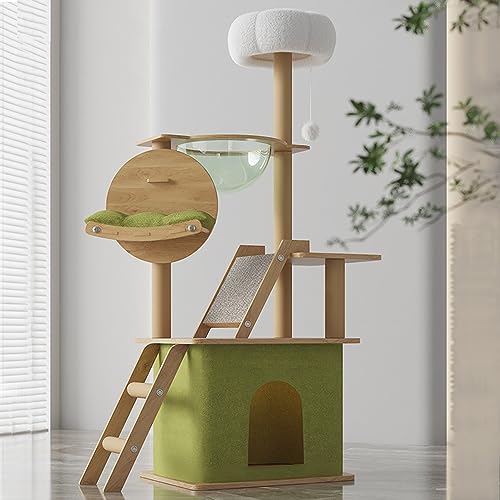 Cozy Condo Cat Tree: Indoor-Vergnügen für Katzen mit Sisal-Kratzstämmen, Flauschigen Ballspielzeugen und ultimativer Privatsphäre von ALEjon