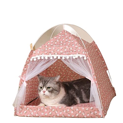 Cozy Haven Haustierzelt: EIN gemütlicher Rückzugsort für Katzen und kleine Hunde, der Komfort und Ruhe bietet (M, Pink) von ALEjon