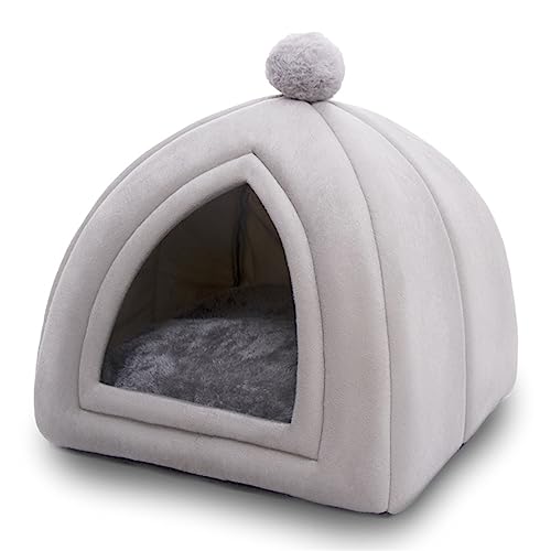 CozyHut Premium-Haustierzeltbett – Stilvolles graues Katzenhaus mit gepolstertem Nest und geräumigem Zwinger für Katzen und Welpen (große Größe) von ALEjon