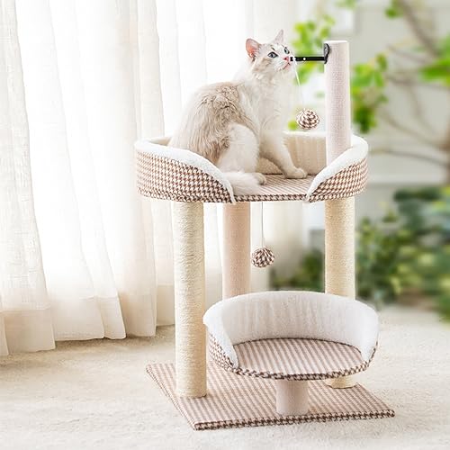 Deluxe Kitty Haven: 2-stöckige Kratzbaumwohnung mit Sisal-Kratzbäumen, interaktivem Ballspielzeug und verspieltem Design Deluxe Kitty Haven: 2-stöckige Kratzbaumwohnung mit Sisal-Kratzbäumen, interaktivem Ballspielzeug und verspieltem Design von ALEjon