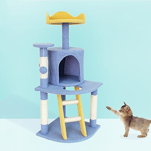 Deluxe Kratzbaumturm mit Gemütlichen Eigentumswohnungen und Interaktivem Spielzeugball - Perfekt für Kätzchen und Große Katzen von ALEjon