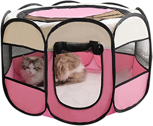 Faltbarer, tragbarer Haustierzaun – praktische Sicherheitslösung für Haustiere für den Innen- und Außenbereich – erhältlich in 6 leuchtenden Farben (mittel, rosa) von ALEjon