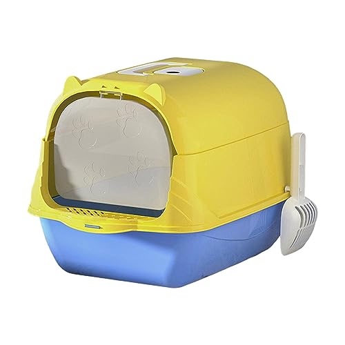 Gelb-Blaue Katzentoilette mit Kapuze – langlebiges, vollständig geschlossenes Kätzchen-Töpfchen mit Griff, Vordertürklappe – Robustes Haustierzubehör Gelb-Blaue Katzentoilette mit Kapuze – langlebiges, vollständig geschlossenes Kätzchen-Töpfchen mit Griff, Vordertürklappe – Robustes Haustierzubehör von ALEjon