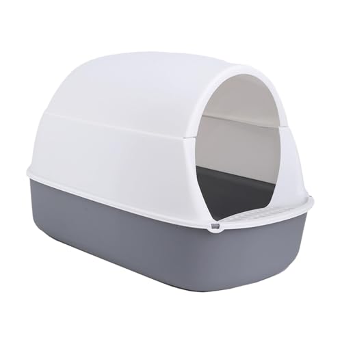 Graue Katzentoilette mit Kapuze: Langlebig, spritzwassergeschützt, groß, Abnehmbarer Deckel, geschlossene Katzentoilette Graue Katzentoilette mit Kapuze: Langlebig, spritzwassergeschützt, groß, Abnehmbarer Deckel, geschlossene Katzentoilette von ALEjon