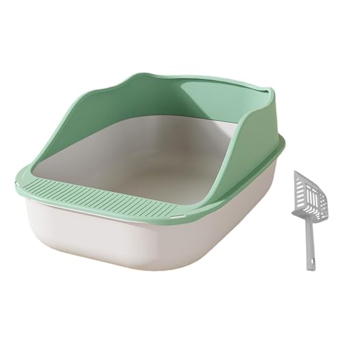 Grüne Katzentoilette mit offener Oberseite – halbgeschlossene Katzentoilette für einfache Reinigung und Hygiene von ALEjon