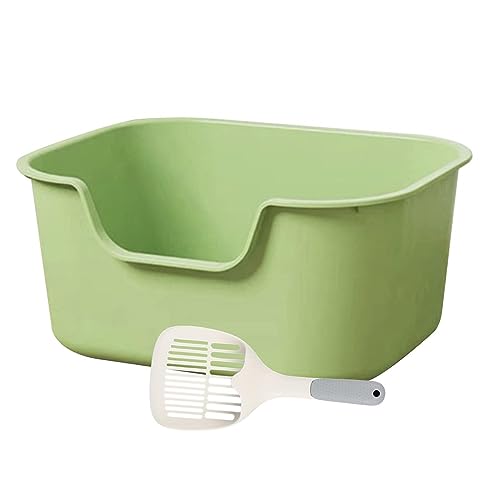 Grüne Katzentoilette mit offener Oberseite – langlebig, spritzwassergeschützt, Tiefe Toilette, hohe Seiten – geeignet für alle Katzenstreu-Sorten von ALEjon