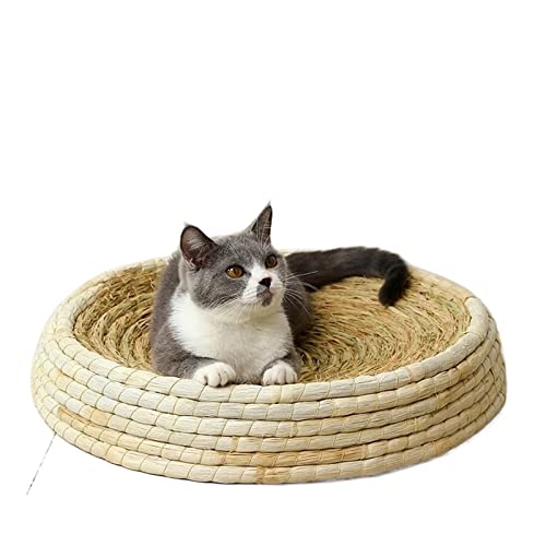 Handgefertigtes Katzenbett und Kratzbaum: Gemütliche Schlafunterlage und Verspieltes Krallenschleifspielzeug im runden Strohhalm-Design – perfekt für Kätzchen und Katzen Aller Größen von ALEjon