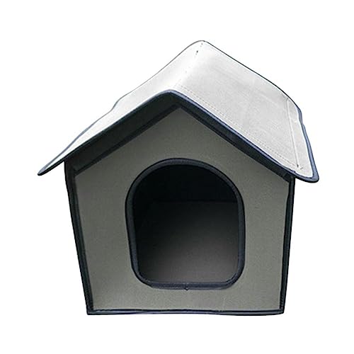 Haustierhaus für den Außenbereich mit Innenpolster – perfekt für Hunde und Katzen (grau) von ALEjon
