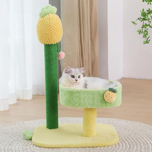Interaktiver Kratzbaum: Mehrstöckiger Turm mit Kratzspielzeug und Ball-Aktivitätszentrum – mit Sisal überzogene Pfosten – Möbel für Katzen von ALEjon