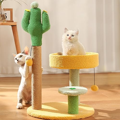 Kompakter Zufluchtsort für Katzen: Mehrstöckiger Kratzbaum mit Kratzbaum, geräumiger Sitzstange und gemütlichem Katzenhaus – ideal für Hauskatzen von ALEjon