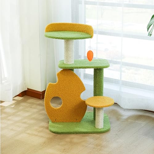 Luxuriöse, mehrstöckige Katzenmöbel: Sisal-Kratzbaum, Katzenregale und Sitzstange mit Spielzeugball – Kletterturm für mittelgroße bis große Kätzchen im Innenbereich von ALEjon