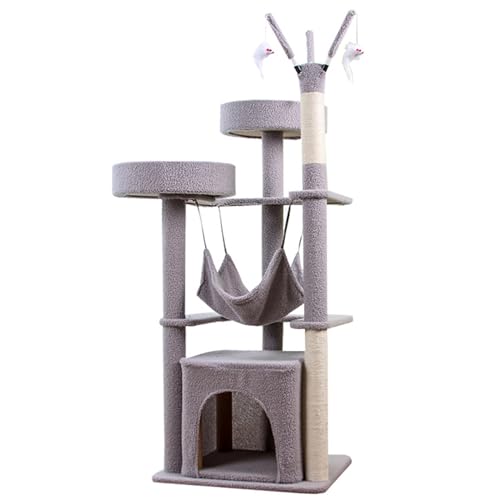 Luxuriöser Grauer Kratzbaum: 132 cm großer Katzenturm mit Plüsch-Hängematte, Sisal-Kratzbaum und gemütlichem Katzennest – perfekt für Wohnungskatzen Luxuriöser Grauer Kratzbaum: 132 cm großer Katzenturm mit Plüsch-Hängematte, Sisal-Kratzbaum und gemütlichem Katzennest – perfekt für Wohnungskatzen von ALEjon
