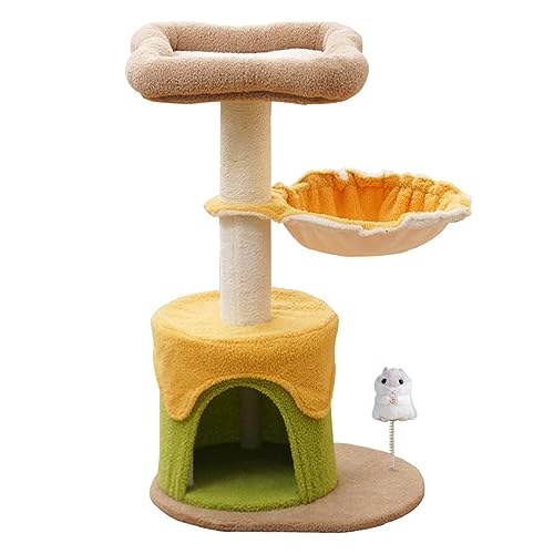 Luxuriöser Katzenbaum für den Innenbereich: Mehrstöckiges Plüschhaus mit Kratzbäumen aus Sisal, 2 Sitzstangen und Spielzeug für Agile Katzen von ALEjon