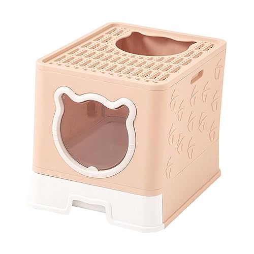 Pink Cat Haven: Geschlossene Katzentoilette mit Kapuze und Schaufel für Wohnungskatzen von ALEjon