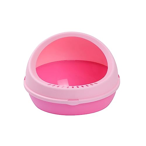 Tragbare rosafarbene Katzenbettpfanne: Spritzschutz-Katzentoilette für kleine Tiere – idealer Sandkasten für Kätzchen und Kaninchen von ALEjon