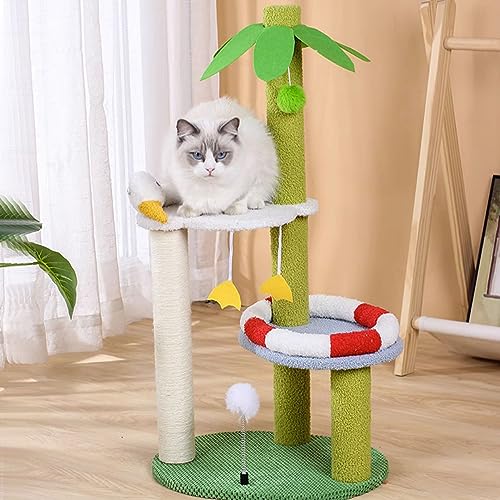 Ultimatives Katzenparadies für den Innenbereich: Mehrstufiger Kletter-Aktivitäts-Kratzbaumturm mit spannenden Spielzeugen und gemütlichen Sitzstangen von ALEjon