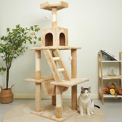 Ultimatives Katzenparadies: 143 cm hohes Aktivitätscenter mit Haus, Hängematte, 3 Sisalpfosten, Leiter und Ruheplatz Ultimatives Katzenparadies: 143 cm hohes Aktivitätscenter mit Haus, Hängematte, 3 Sisalpfosten, Leiter und Ruheplatz von ALEjon