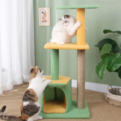 Ultimatives Katzenparadies: Kratzbaum aus Sisal – Mehrstöckiger Turm mit geräumiger Plattform und gemütlichem Versteck von ALEjon