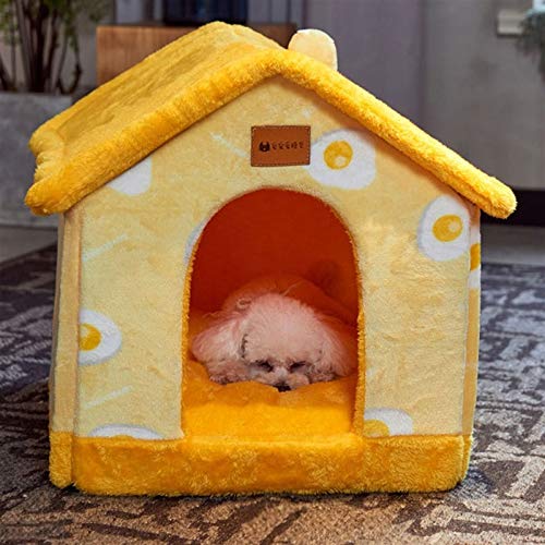 Winterwarmes Katzenbett-Haus – gemütliches, abnehmbares Haustiernest in leuchtendem Gelb mit mittlerer Größe: perfekt für Katzen und kleine Hunde Winterwarmes Katzenbett-Haus – gemütliches, abnehmbares Haustiernest in leuchtendem Gelb mit mittlerer Größe: perfekt für Katzen und kleine Hunde von ALEjon