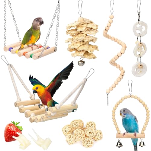 18 Stück Vogelspielzeug Wellensittich Spielzeug Nymphensittich Spielzeug Vogelspielzeug für Wellensittiche Papageienspielzeug Vogel Zubehör Vogelschaukel Holzleitern Hängematte Finken Kleine Sittiche 18 Stück Vogelspielzeug Wellensittich Spielzeug Nymphensittich Spielzeug Vogelspielzeug für Wellensittiche Papageienspielzeug Vogel Zubehör Vogelschaukel Holzleitern Hängematte Finken Kleine Sittiche von ALFFREUDE