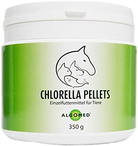 Chlorella Pellets aus Deutschland - Einzelfuttermittel für Tiere wie Hund, Katze, Pferd - Premium Chlorella Algen Trockenfutter - Chlorella Vulgaris roh, vegan, rein und kontrolliert | Algomed 350g von ALGOMED