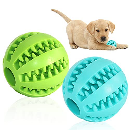 ALHX 2 Hundespielzeug Ball mit Zahnpflege-Funktion Hundespielzeug aus Naturgummi Trainingszahn Intelligenzspielzeug, Hundespielball für Große & Kleine Hunde, Robuster Hunde Feeder Ball - 6cm von ALHX