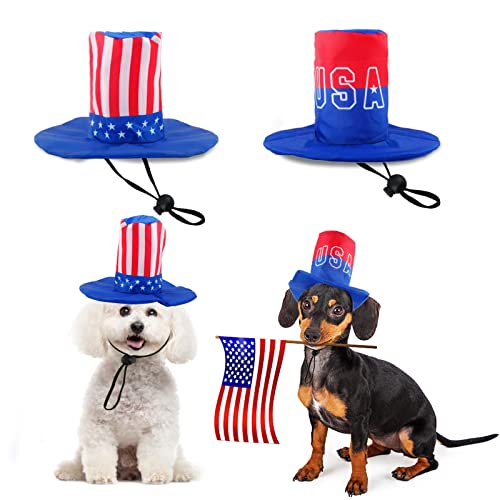 ALI2 2 x Hunde-Kostüme für Unabhängigkeitstag, Hut zum 4. Juli, amerikanische Flagge, Hut, patriotisch, für kleine, mittelgroße Hunde und Katzen von ALI2