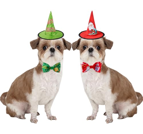 ALI2 2pcs Pet Christmas Hat Dog Xmas Hat Christmas Pet Cat Hat Outfits Dog Christmas Hat Outfit Puppy Gifts Christmas Decor Xmas Pet Cone Hat Party Cat Headdress for Dogs Cats von ALI2