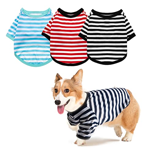 ALI2 Hunde-T-Shirt, gestreift, für kleine und mittelgroße Hunde, Katzen, atmungsaktiv, Größe S von ALI2