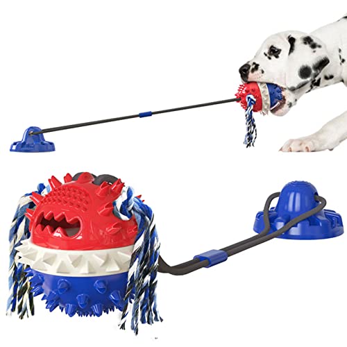 ALI2 Hundespielzeug mit Saugnapf zum Kauen, unzerstörbares Hundespielzeug für kleine, mittelgroße und große Hunde mit Zahnreinigung und Futterspender (blaue Saugkraft) von ALI2