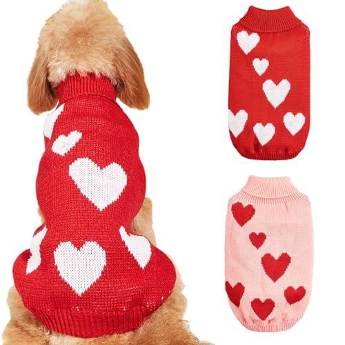 ALI2 Valentinstags-Hundepullover für Hunde und Katzen, gestrickt, warme Kleidung, Haustier-Urlaubskostüm für kleine und mittelgroße Chihuahua, Französische Bulldogge, Dackel von ALI2