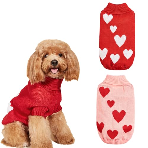 ALI2 Valentinstags-Hundepullover für Hunde und Katzen, gestrickt, warme Kleidung, Haustier-Urlaubskostüm für kleine und mittelgroße Chihuahua, Französische Bulldogge, Dackel von ALI2