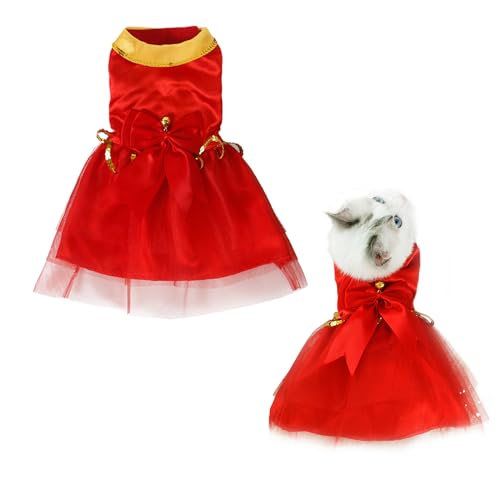 ALI2 Weihnachten Haustier Katze Kostüm Kleidung Xmas Katze Rot Gaze Rock für kleine mittelgroße Katzen Welpen Hunde von ALI2