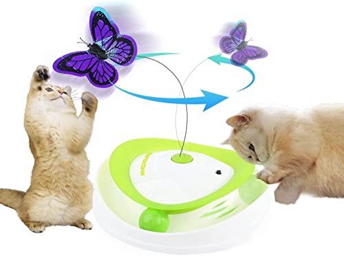 ALL FOR PAWS 2 in 1 Interaktives Katzenspielzeug zum Umrollen von Flattern, interaktives Katzenspielzeug mit rollenden Bällen, automatisches Kätzchen-Spinner-Spielzeug für Indoor-Katzen von ALL FOR PAWS
