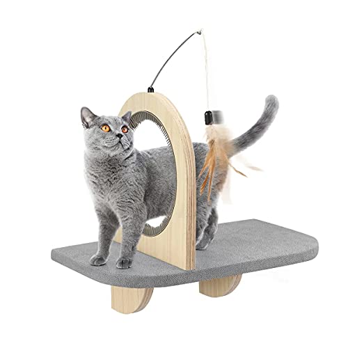 ALL FOR PAWS Katzenhängematte Wandmontiertes Katzenregal mit Sisal-Kratzstange, Katzen-Sitzstange für Kletter- und Spielmöbel (Bräutigam & Spielplattform) von ALL FOR PAWS
