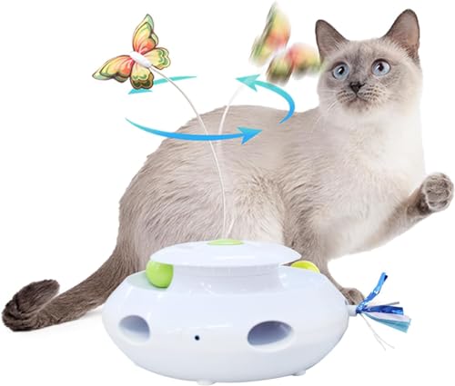 ALL FOR PAWS 3 in 1 Interaktives Katzen-Schmetterling-Flatterspielzeug mit rollenden Bällen, zufälliges Federspielzeug, automatisches Kätzchen-Spinner-Spielzeug für Indoor-Katzen von ALL FOR PAWS