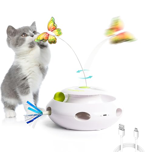 ALL FOR PAWS 3 in 1 Interaktives Katzen-Schmetterling-Flatterspielzeug mit rollenden Bällen von ALL FOR PAWS