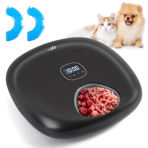 ALL FOR PAWS 6 Mahlzeiten Automatischer Katzenfutterautomat für Nass-/Trockenfutter, mit 2 Kühlakkus, programmierbarer zeitgesteuerter Tierfutterautomat, Auto Feeder für Katzen,kleine Hunde von ALL FOR PAWS