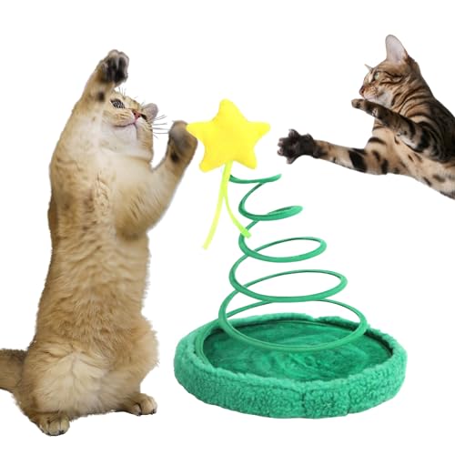 PAWISE Weihnachten Katze Spielzeug, Katze Baum für Indoor Katzen Interaktive Kätzchen Spielzeug mit Plüsch Frühling Spule Weihnachtsbaum Katze Kau Spielzeug PAWISE Weihnachten Katze Spielzeug, Katze Baum für Indoor Katzen Interaktive Kätzchen Spielzeug mit Plüsch Frühling Spule Weihnachtsbaum Katze Kau Spielzeug von ALL FOR PAWS