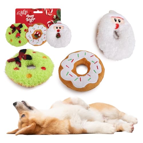 ALL FOR PAWS AFP MerryTough Buddy Hundespielzeug, Weihnachts-Hundespielzeug, Donut-Spielzeug, 3 Stück von ALL FOR PAWS