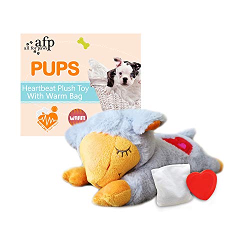 ALL FOR PAWS AFP Snuggle Schaf Haustier Verhaltenshilfe Spielzeug Plüschtier (Grau (Herzschlag + Warmbag)) von ALL FOR PAWS