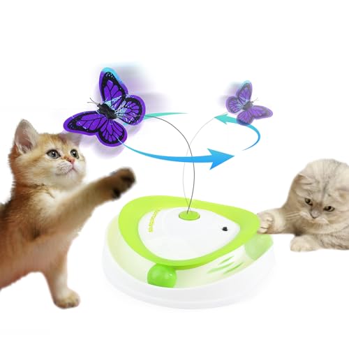 ALL FOR PAWS Cat Toys 2-in-1 Intelligentes interaktives Katzenspielzeug für Indoor-Katzen, flatterndes Schmetterling, Katzenspielzeug, Indoor-Übung von ALL FOR PAWS