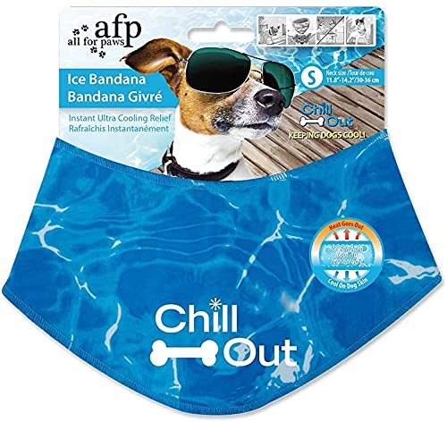 ALL FOR PAWS Chill Out Hunde-Eis-Halstuch, sofortige Kühlung Haustier Bandana, atmungsaktiver Schal Hund Katze Eishalsband für Sommer, Blau (klein) von ALL FOR PAWS
