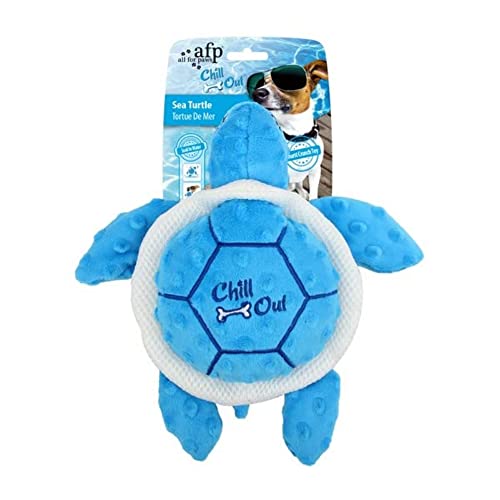 ALL FOR PAWS Chill Out Summer Hundespielzeug, kühlendes Spielzeug, Outdoor Play Plüschtier - Schildkröte, blau von ALL FOR PAWS