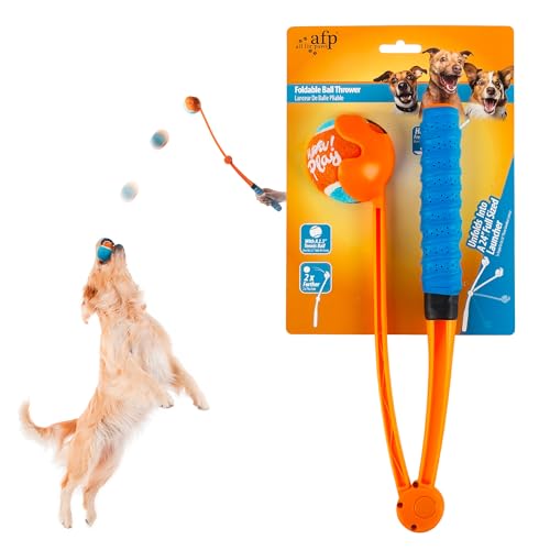 ALL FOR PAWS 63CM ballwurfmaschine Hund | Hundeballschleuder | Klappbarer Ballwerfer mit Tennisball-Griff, inkl. 6.5CM Ball(2.5'') – für Apportiertraining & Outdoor-Spiele von ALL FOR PAWS