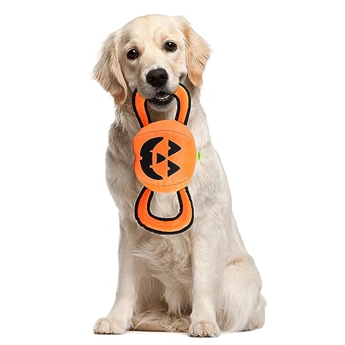 ALL FOR PAWS Fußball-Hundespielzeug für kleine und mittelgroße Hunde, 16,3 cm, Füllfußball mit Haltegriff zum Werfen, Kauen und Apportieren, Hundefußballspielzeug zum Apportieren und Tauziehen, von ALL FOR PAWS