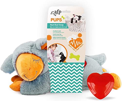 All for Paws Little Buddy Heart Beat Grey Schaf, Hund Verhaltenshilfe Plüschspielzeug, Welpe Heart Beat Spielzeug für Welpen Hund von ALL FOR PAWS